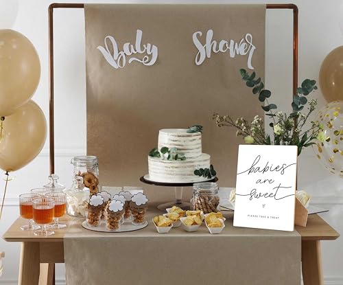 Babies Are Sweet - Dessert Table Sign for Baby Shower Party Supplies, 8×11 Inches Wooden Sign With Stand, Gender Neutral Tabletop Decor for Gender Reveal Party, Baby Shower Decorations - style: Babies Are Sweet