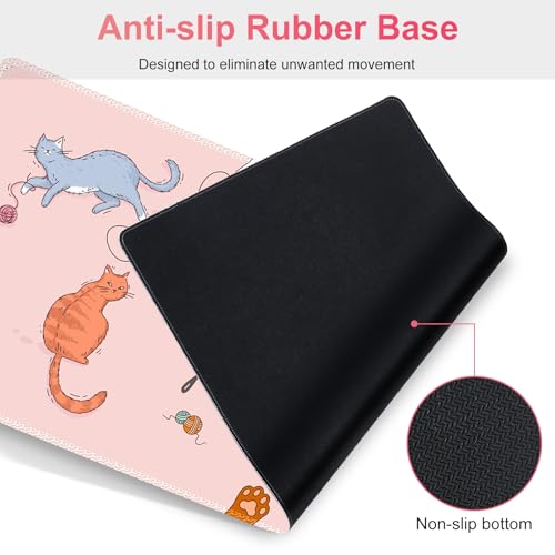 Large Gaming Mouse Pad Set, Pink Cats Ergonomics Keyboard Desk Mat with Memory Foam Wrist Rest, Extended Game Mousepad, Non-Slip Desk Pad Matt Easy Typing Pain Relief I Be Kind to Yourself - color: Be Kind to Yourself