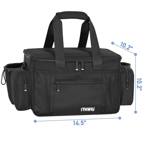 Disc Golf Storage Bag Durable Large Capacity with Dividers and Multi Side Pockets, Black - style: 14.5 X 10.2 X 10.2 Inch