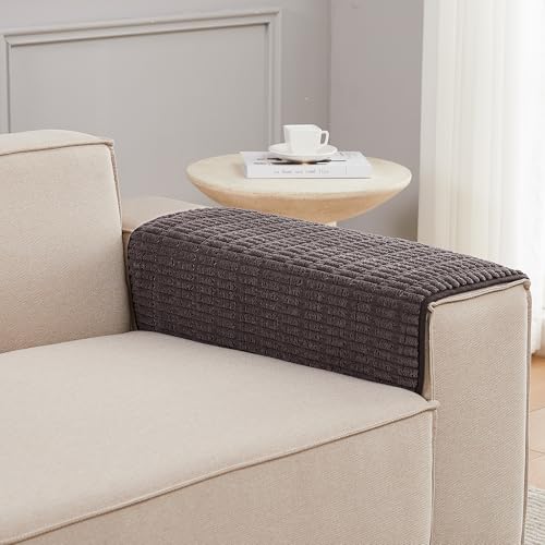 Sofa Armrest Cover Couch Arm Cover Armchair Covers, 2pcs Anti-Slip Couch Arm Protectors Sofa Arm Covers (Coffee, 18x26x2pcs) - color: Coffee, size: 18x26 inch (2 pcs)