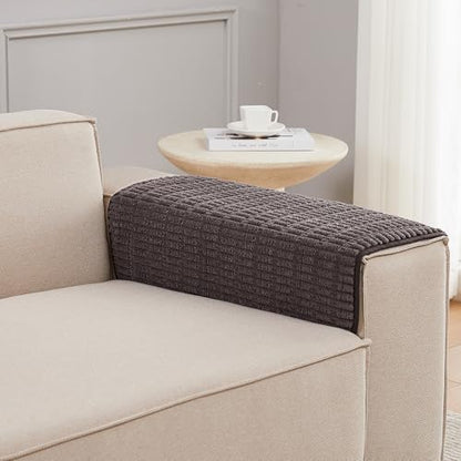 Sofa Armrest Cover Couch Arm Cover Armchair Covers, 2pcs Anti-Slip Couch Arm Protectors Sofa Arm Covers (Coffee, 18x26x2pcs) - color: Coffee, size: 18x26 inch (2 pcs)