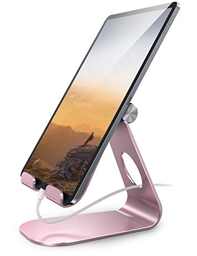 Lamicall Tablet Stand Adjustable, Tablet Stand : Desktop Stand Holder Gifts Compatible with Tablet Such as iPad 2018 Pro 9.7, 10.5, Air Mini 4 3 2, Kindle, Nexus, Tab, E-Reader (4-13'') - Rose Gold - color: Rose Gold