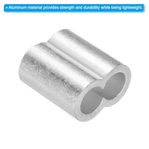 uxcell 15/32" 12mm Aluminum Crimping Loop Sleeve Double Ferrule for Wire Rope Cable Line End, Silver 10pcs - size: 15/32"
