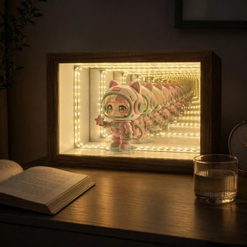 Acrylic Display Case for Collectibles – Lighted Infinity Mirror Mini & Action Figure Cabinet