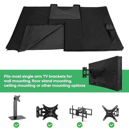 Outdoor Waterproof and Weatherproof TV Cover 65-70 Inch with Zipper, 70 Inch Outdoor Flat Panel TV Cover, Black Thick Fabric All Around Protector - size: 65-70 inches