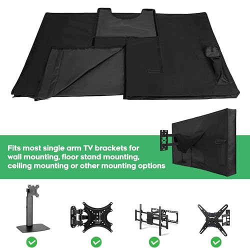 Outdoor Waterproof and Weatherproof TV Cover 55-58 Inch with Zipper, 58 Inch Outdoor Flat Panel TV Cover, Black Thick Fabric All Around Protector - size: 55-58 inches