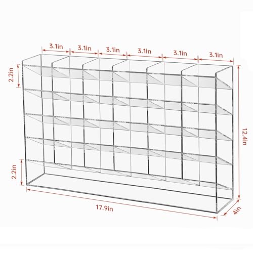 BEYGORM Acrylic Vertical Marker Organizer for 375 Markers with 31 Compartments, Clear Angled Pen & Pencil Holder, Large Desk Stationery & Art Supply Storage for Office & School (17.9x 12.4 x 4 Inch) - color: Clear, size: For 375 Markers