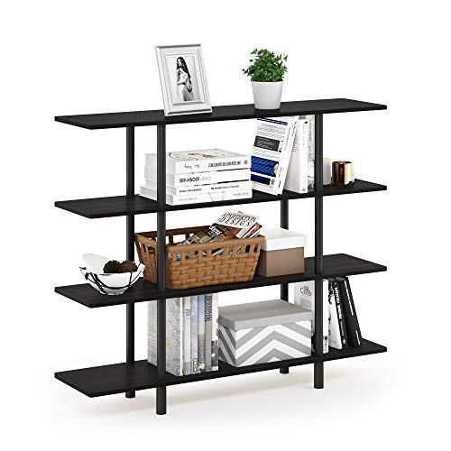 Furinno Turn-N-Tube 4-Tier Wide Display Shelf, Espresso/Black - color: Espresso/Black, style: 4-Tiers