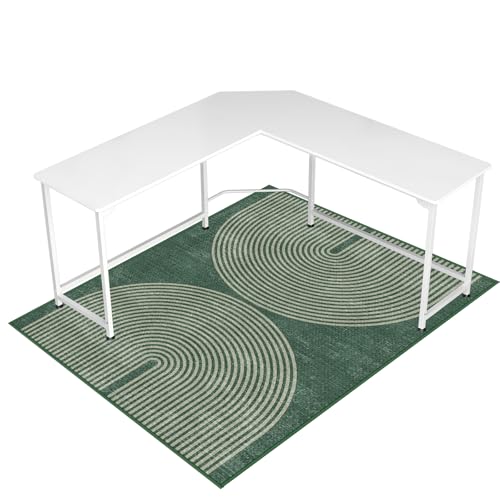 Office Chair Mat for Hardwood Floor&Tile Floor,48"X 60" Heavy Duty Desk Chair Mat for Hard Floors,Under Desk Rug for Rolling Computer Chair,Anti Slip,Low Pile Carpet Floor-Geo Green - color: Geo Green, size: 48"X 60"