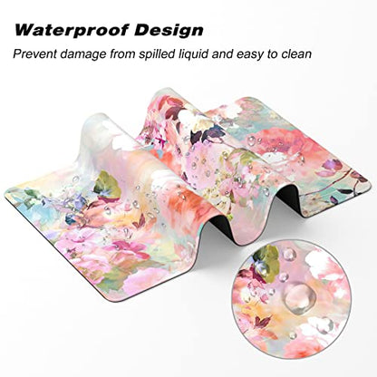 Extended Gaming Mouse Pad, XXL Large Desk Pad 30 x 14 Inch, Big Computer Keyboard Mousepad, Waterproof Mouse Mat with Stitched Edges and Non-Slip Base for Women Office Gaming, Flower - color: Flower