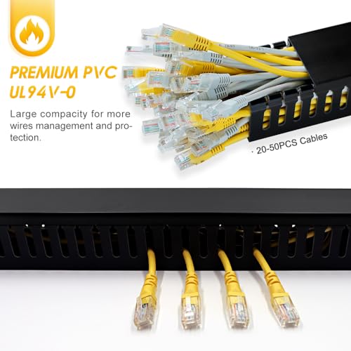 Cable Raceway, 95" Open Slot Cable Management Kit with Upgraded Snap Structure,Wire Cover Cord Hider for Under Desk&Industrial Network/PC/TVs- 23.6" X 1.97" X 2.4" X 4PCS (LWH,Black)