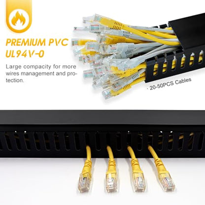 Cable Raceway, 95" Open Slot Cable Management Kit with Upgraded Snap Structure,Wire Cover Cord Hider for Under Desk&Industrial Network/PC/TVs- 23.6" X 1.97" X 2.4" X 4PCS (LWH,Black)