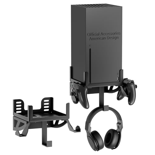 Wall Mount for Xbox Series X - Wall Mount Stand Kit with Detachable 2 Controller Holder & Headphone Hanger, Mount on The Wall, Compatible with Xbox Series X Accessories