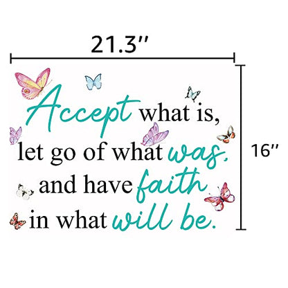 Inspirational Quotes Vinyl Wall Decal Stickers Accept What is, Let Go of What was, and Have Faith in What Will be, for Bedroom, Living Room, Motivational Uplifting Quotes Vinyl Decal (21.3''×16'')