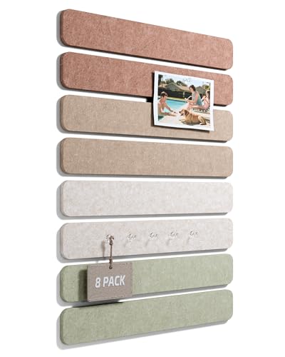 Fluxynara Cork Board Alternative Felt Strip Board 8-Pack 13"x2", Office Pin Board with 50 Push Pins, Adhesive Install for Bedroom Door & Home Office (Boho) - color: Boho, size: 8-pack