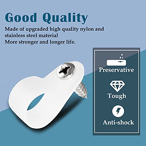 50 Pcs 1/2 Inch R-Type Clip Clamp, Nylon P-Type Mounting Clips, Cable Clip Wire Clamp for Wire Management, Stainless Steel Screws Included - color: 50 Pcs White, size: 1/2
