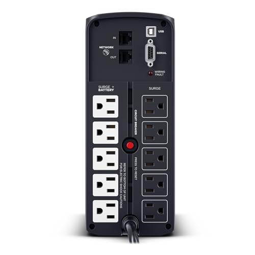 CyberPower CP1000PFCLCD PFC Sinewave UPS Battery Backup and Surge Protector, 1000VA/600W, 10 Outlets, AVR, Mini-Tower, UL Certified - size: 1000VA, style: Mini-Tower