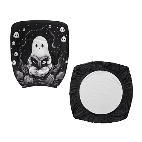 Cute Ghost Office Chair Covers 2 Piece Stretchable Computer Chair Seat Cover Dorm Computer Rotating Chair Slipcover Washable Seat and Back Cover Chair Padded Cover Black - color: Cute Ghost