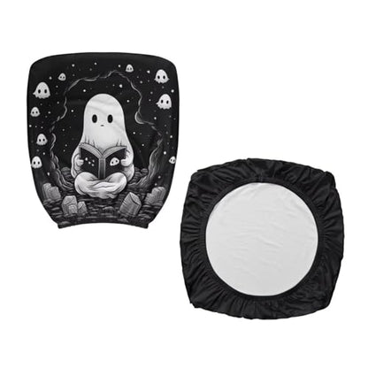 Cute Ghost Office Chair Covers 2 Piece Stretchable Computer Chair Seat Cover Dorm Computer Rotating Chair Slipcover Washable Seat and Back Cover Chair Padded Cover Black - color: Cute Ghost