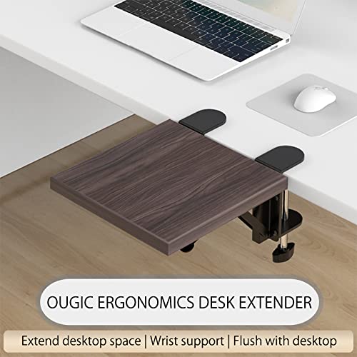 OUGIC Computer Armrest, Adjustable Computer Desk Armrest Stand, Ergonomic Rotating Armrest Bracket for Table, Desk, Chair, Desk, 24 cm x 23 cm - color: Walnut, size: 24cm*23cm