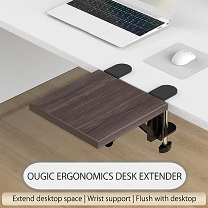 OUGIC Computer Armrest, Adjustable Computer Desk Armrest Stand, Ergonomic Rotating Armrest Bracket for Table, Desk, Chair, Desk, 24 cm x 23 cm - color: Walnut, size: 24cm*23cm