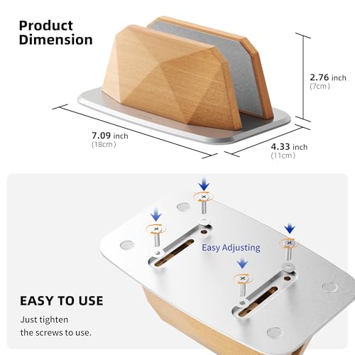 AFOOYO Vertical Laptop Stand - Wooden Adjustable Laptop Holder,Desktop Dock Compatible with All MacBook, Surface,Chromebook,Dell & More(Beechwood)