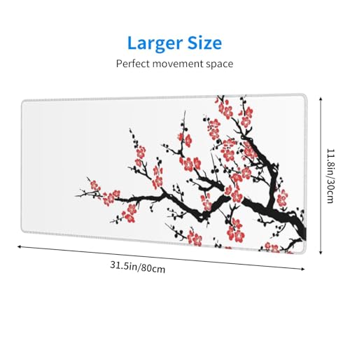 Colorful Ink Cherry Blossom Tree Branch Mouse Pad Large Gaming Mousepad Non-Slip Rubber Base Keyboard Mouse Mat for Laptop Keyboard Desktop 31.5 x 11.8 inch - color: Colorful Ink Cherry Blossom Tree Branch