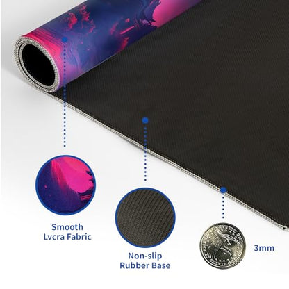 Darkness Red Moon Mouse Pad Abstract Red Mouse Pad 31.5x11.8 Inch Texture Non-Slip Rubber Base Large Mousepad Stitched Edges Keyboard Mouse Mat Desk Pad for Office and Home (Darkness 4) - color: Darkness Red Moon 4