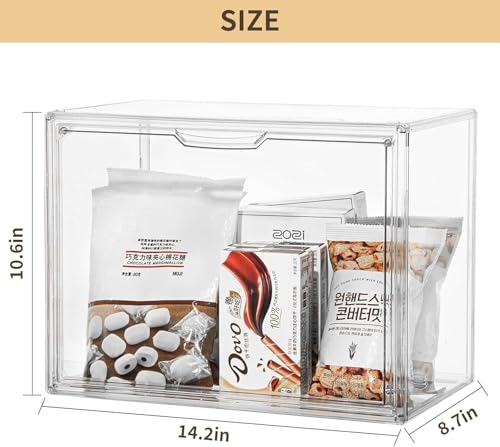 ZLLZUU Acrylic Display Case Large Clear Boxes 3 Pack Stackable Storage Bins | Stackable, Easy to Assemble, for Makeup Collections Large Action Figures, Dustproof, Easy Clean, Clear Acrylic, Magnetic Door - size: 2-pack