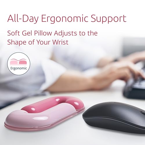 Kensington Gel Mouse Wrist Rest Support Cushion for Mice & Trackballs, Duo Gel Ergonomic Mouse Wrist Support for Pain Relief, Comfortable Non-Skid, Loop Pink 7.4" x 3.27" x 0.7" K62828WW - color: Pink, style: Loop Mouse Wrist