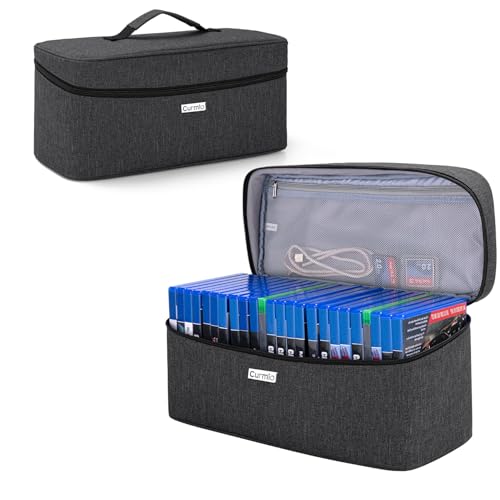 CURMIO Game Disc Storage Bag for up to 24 Discs, Universal Portable Gaming Disk Carrying Case Compatible for PS4/PS4 Pro/PS3/PS5/Xbox One/Xbox Series X/S, Black - color: Black