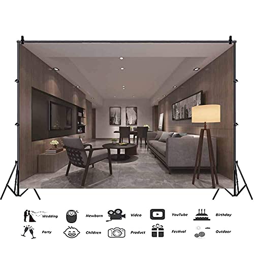 5x3ft Modern Living Room Backdrop Video Conferencing Backdrop Decor for Home Zoom Meeting Video Recording Background Banner - size: 5x3ft