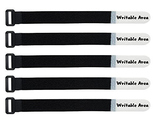 Mr-Label Unique Writable Cable Ties - Reusable Fastening Cable Straps - Identify Quickly Cable Labels - for Cord Management (20 Pcs Fastener) - color: Black With Buckle, size: 20 Piece