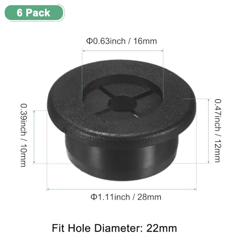 M METERXITY 6-Pack Rubber Grommets for Wiring 22mm Desk Grommet Double-Sided Flexible Cable Cord Grommet Desk Hole Cover for Cables/Wires Through Protection Cable Grommet [Black] - size: 22mm