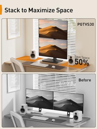 Perlegear Dual Vertical Monitor Stand for 13-40 inch Screen, 13 Height Settings, Dual Computer Stand with 360 Degree Rotation, Up to 44 lbs, Max VESA 100x100mm, PGTVS30 - style: Dual Monitor Stand