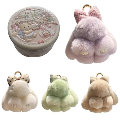Handmade Soft Bunny Keychain, Includes Matching Tin, Charming Rabbit Design, Perfect for party gifts, Christmas. - color: Purple, size: Small