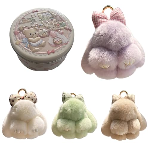 Handmade Soft Bunny Keychain, Includes Matching Tin, Charming Rabbit Design, Perfect for party gifts, Christmas. - color: Purple, size: big