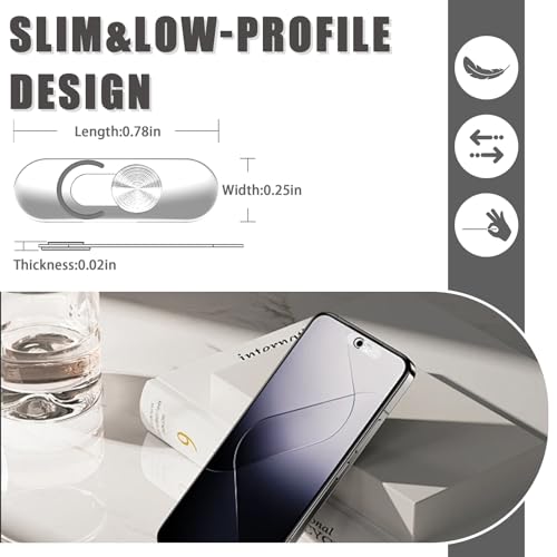Front Camera Cover Compatible for Smartphones,Webcam Cover Compatible for Pixel/Galaxy/iPad,Protect Privacy and Security,Camera Slide Protection,2 Pack-Silver - color: Silver