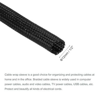 MECCANIXITY Split Sleeve Wire Loom 1/2" 25Ft Black Self Wrapping Braided Sleeve UL94-V2 Fireproof PET Sleeving for Automotive, Home Cable Management - color: Black, size: 1/2 Inch x 25Ft