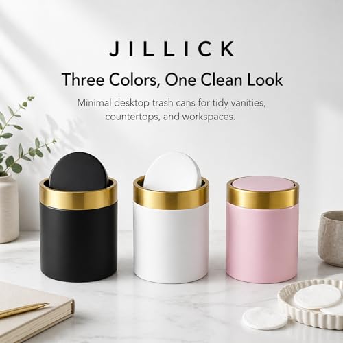 Mini Trash Can with Lid, Small Metal Desktop Trash Bin with Swing Lid, 1.5L / 0.4 Gal Countertop Waste Bin for Desk, Vanity, Bathroom, Coffee Bar and Office, Black - color: Black