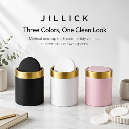 Mini Trash Can with Lid, Small Metal Desktop Trash Bin with Swing Lid, 1.5L / 0.4 Gal Countertop Waste Bin for Desk, Vanity, Bathroom, Coffee Bar and Office, Black - color: Black