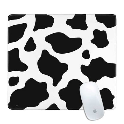 Skinit Small Gaming Mouse Pad - Cow Pattern Animal Print Design with Stitched Edges, Waterproof, Non-Slip Rubber Base, Desk Mat for Keyboard & Mouse, 12.6" x 11" inches - color: Black - PTTRNS05, size: 12.6" x 11"