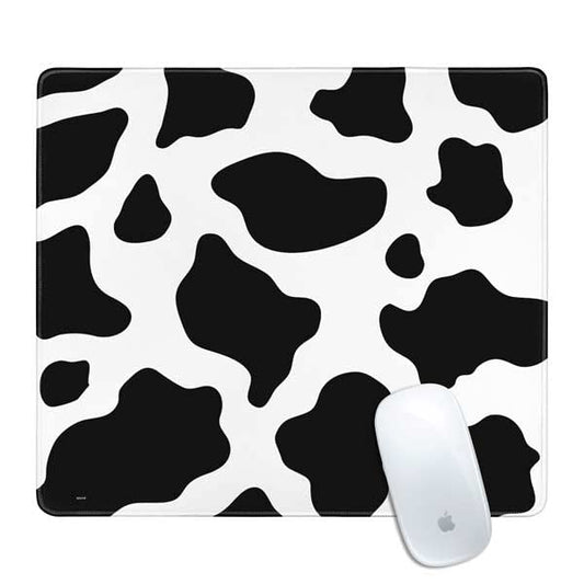Skinit Small Gaming Mouse Pad - Cow Pattern Animal Print Design with Stitched Edges, Waterproof, Non-Slip Rubber Base, Desk Mat for Keyboard & Mouse, 12.6" x 11" inches - color: Black - PTTRNS05, size: 12.6" x 11"