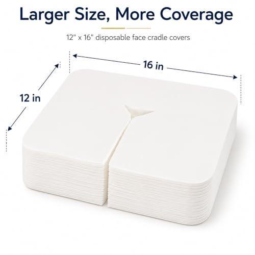 500 Count Disposable Face Cradle Covers for Massage Table | Soft Spunlace Massage Table Headrest Covers, 12 x 16 Inch Face Rest Covers for Spa, Salon, Chiropractic & Tattoo, White - size: 500 pcs
