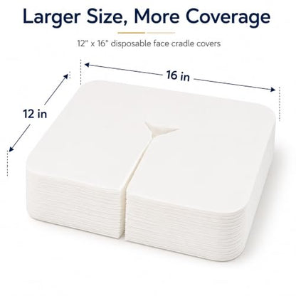 500 Count Disposable Face Cradle Covers for Massage Table | Soft Spunlace Massage Table Headrest Covers, 12 x 16 Inch Face Rest Covers for Spa, Salon, Chiropractic & Tattoo, White - size: 500 pcs