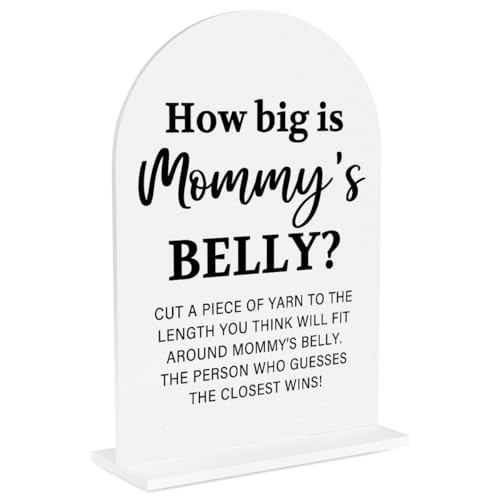 Baby in Bloom Shower Decorations, How Big Is Mommy's Belly Baby Shower Decorations 5x7 Inch Arch Acrylic Sign, Measure Mommy's Belly Shower Game - color: Belly