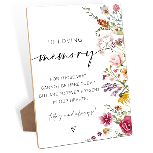 In Loving Memory Sign, Memory Table Sign For Wedding, Floral Bridal Shower Decorations, Wooden Wedding Signage for Reception, Bridal Shower Decor, Supplies for Engagement Anniversary Parties, 31 - color: In Loving Memory Sign, 31