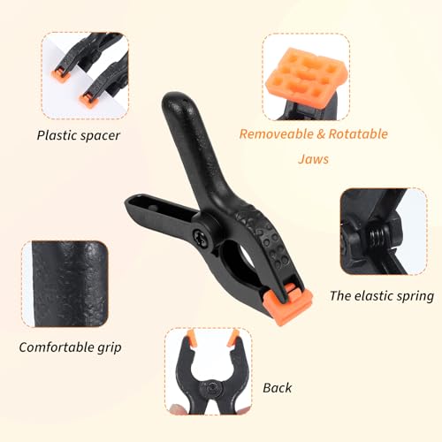 Ymapinc 6Pcs Black Plastic Balloon Arch Clips, 3.5 inch Anti-Slip Spring Clamps for Balloon Arch Backdrop Clamp Heavy Duty Clamps for Backdrop Curtain Photo Prop