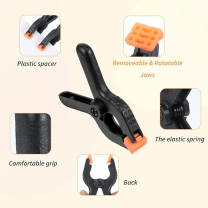 Ymapinc 6Pcs Black Plastic Balloon Arch Clips, 3.5 inch Anti-Slip Spring Clamps for Balloon Arch Backdrop Clamp Heavy Duty Clamps for Backdrop Curtain Photo Prop