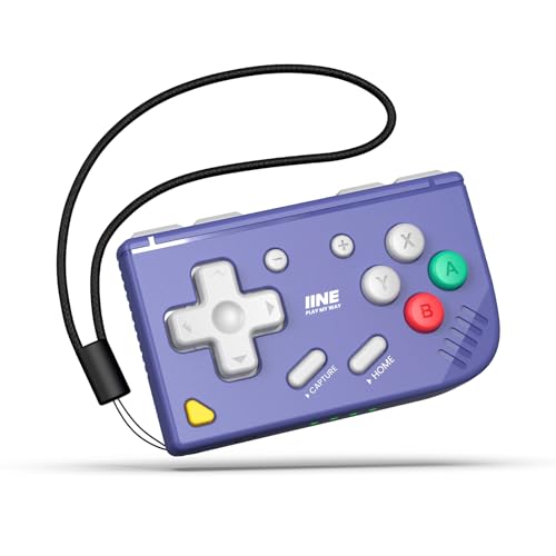 IINE Mini Retro Game Controller, Pocket-Size Wireless Mini Game Controller with Keychain Design, Portable Travel Controller for Mobile & PC Gaming (Purple) - color: Purple